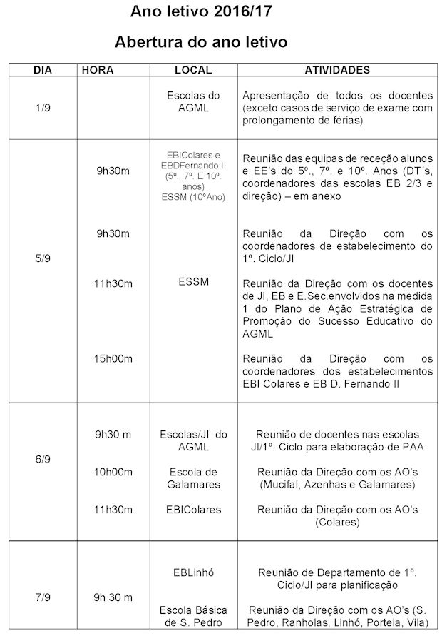 Inicio do Ano letivo 2016 2017 P1b