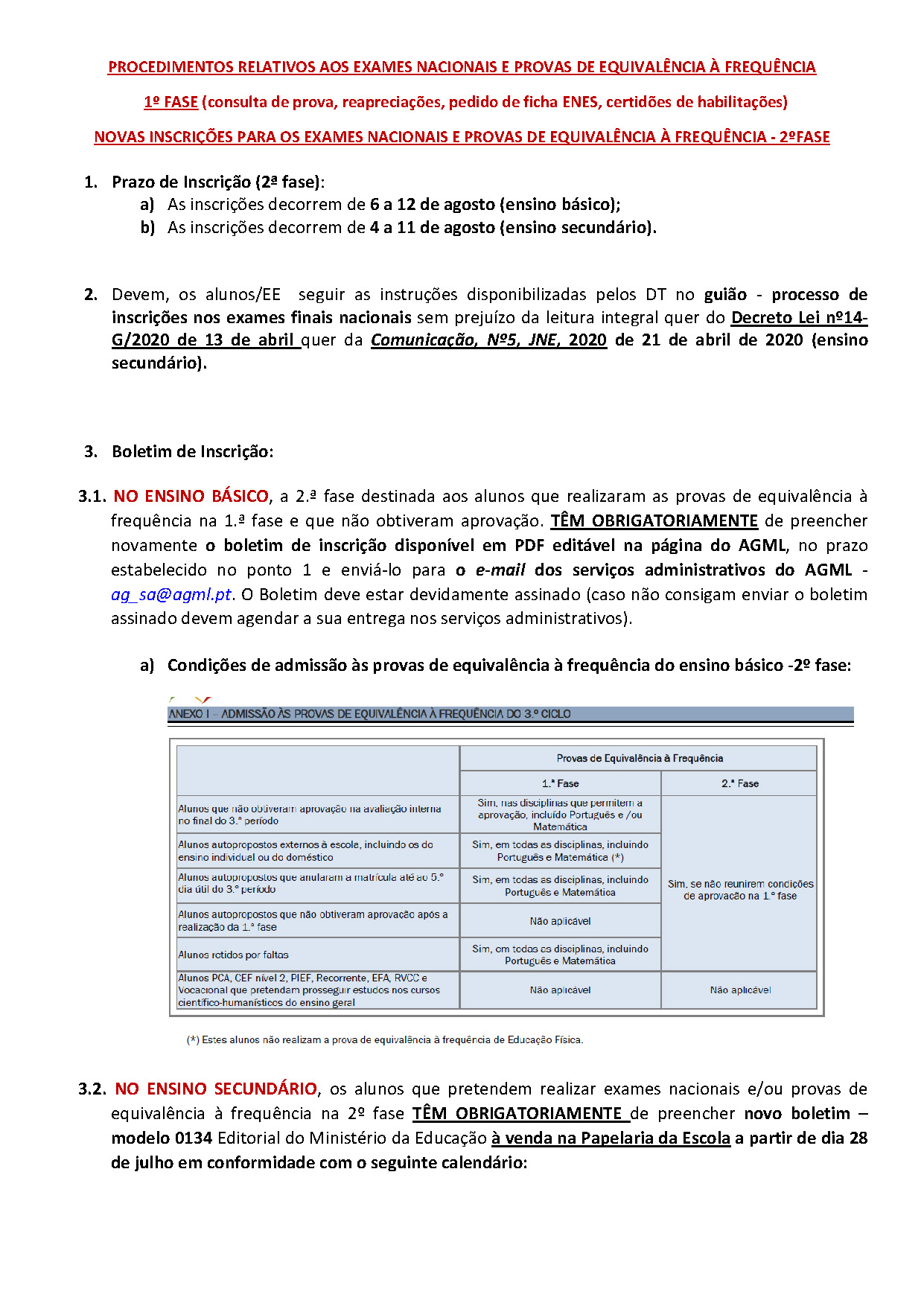 Texto para o Site do AGML Nova Insc EXAMES 2fase retificado Página 1